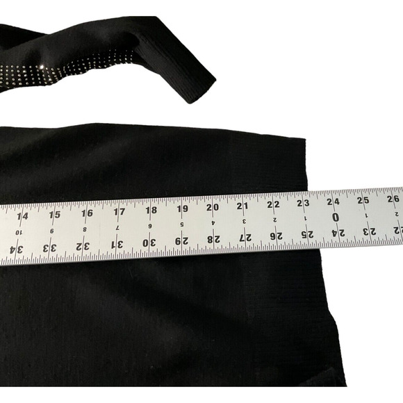 Vita Milano Black Sweater Studded Trim V-Neck Medium New - Picture 5 of 13